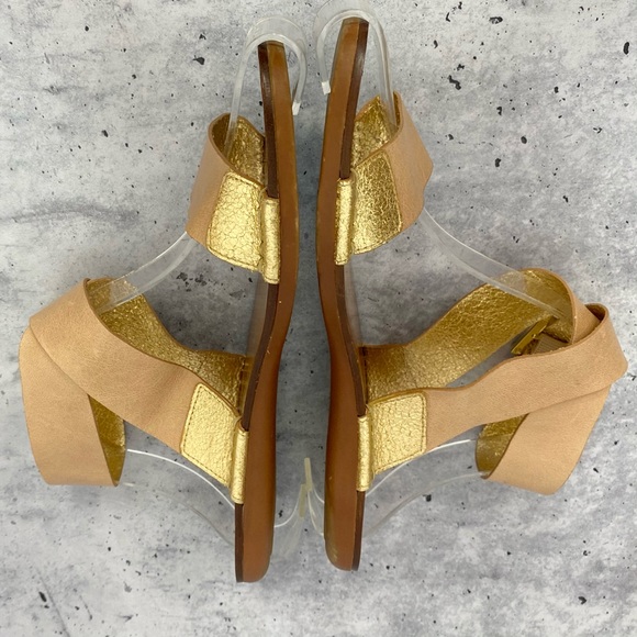 Rachel Zoe tan & gold leather strappy sandal 6.5 - Picture 7 of 12